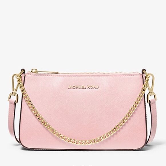 Michael Kors Jet Set Medium Saffiano Leather Crossbody Bag - Powder Blush - Picture 2 of 6